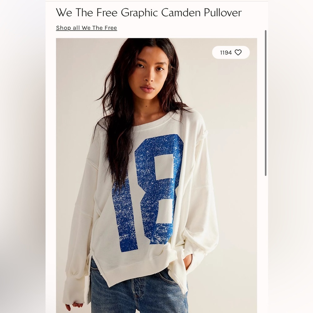NWOT Free People Camden sweatshirt